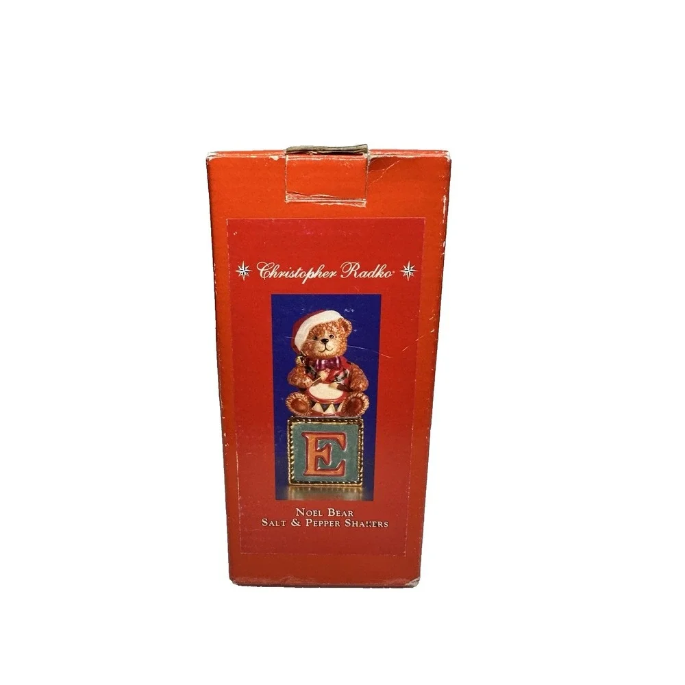 Christopher Radko Noel Bear‎ Salt & Pepper Shaker 🎄 Retired – Pre‑Owned Good
